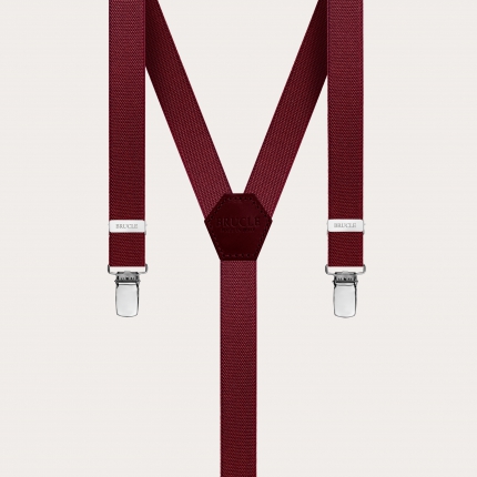 Unisex Y-shaped suspenders for children and teenagers, burgundy