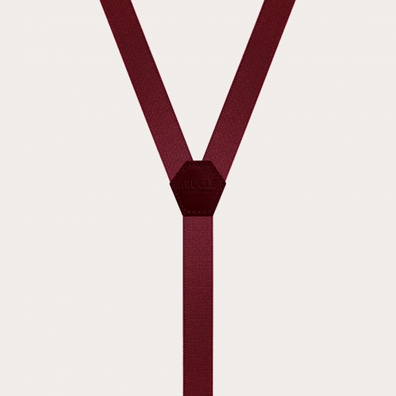 BRUCLE Unisex Y-shaped suspenders for children and teenagers, burgundy