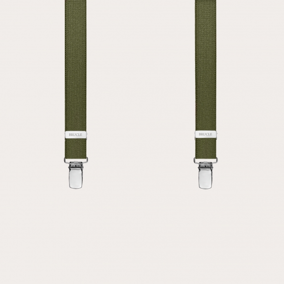 BRUCLE Unisex thin X military green suspenders