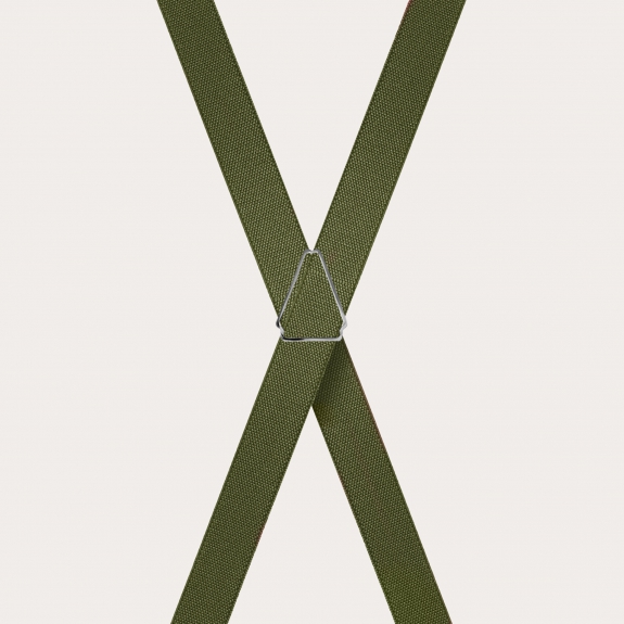 BRUCLE Bretelles fines X vert militaire unisexe