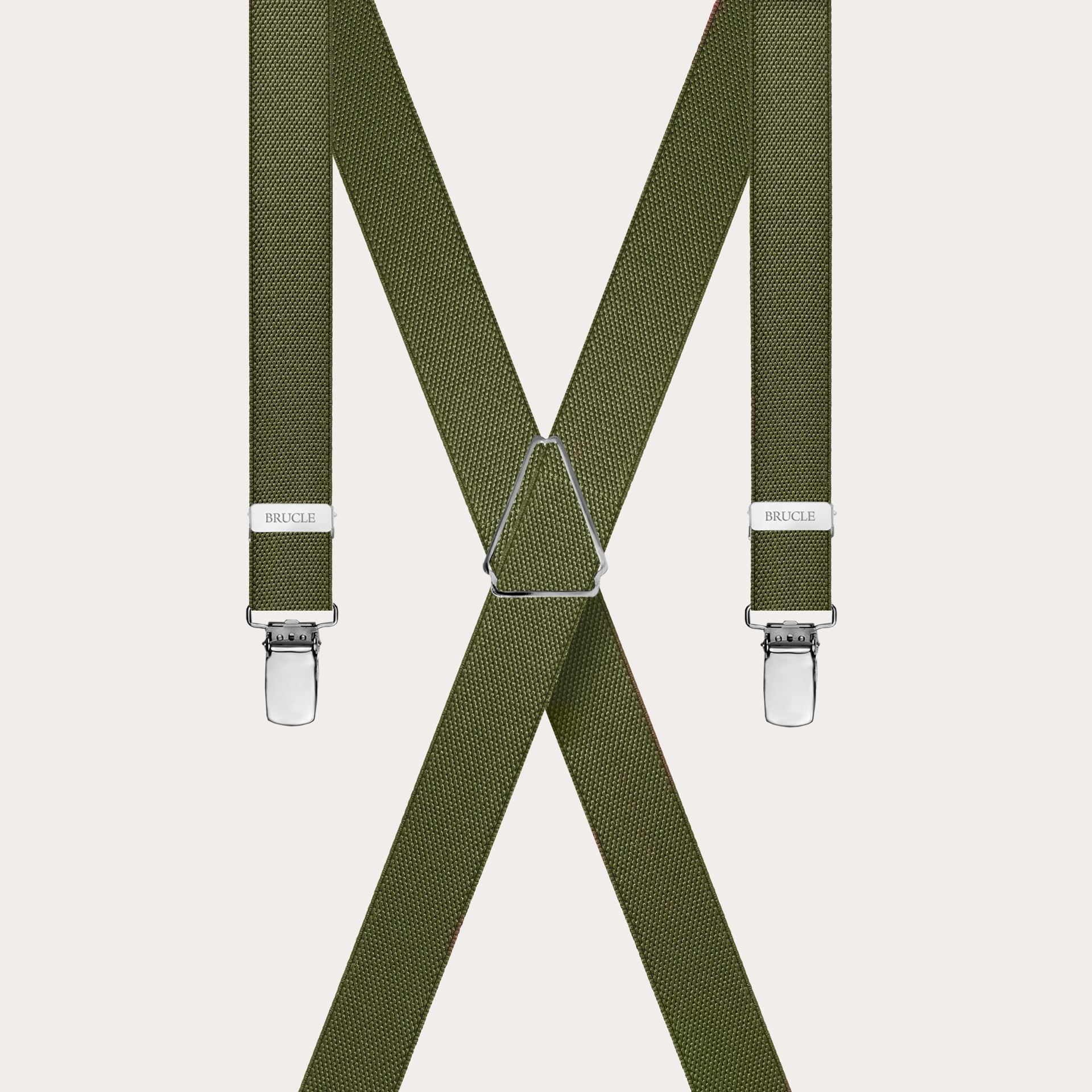 BRUCLE Unisex thin X military green suspenders