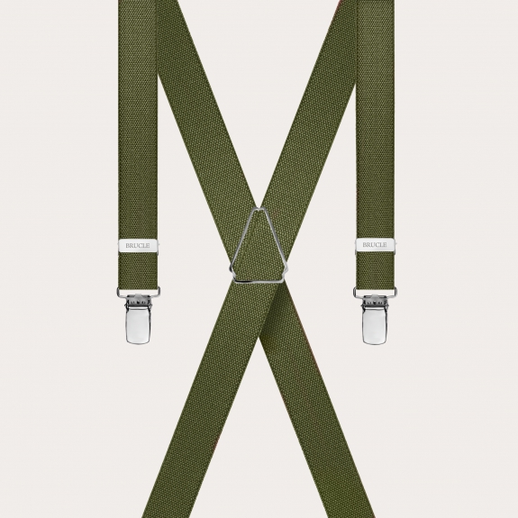 BRUCLE Bretelles fines X vert militaire unisexe