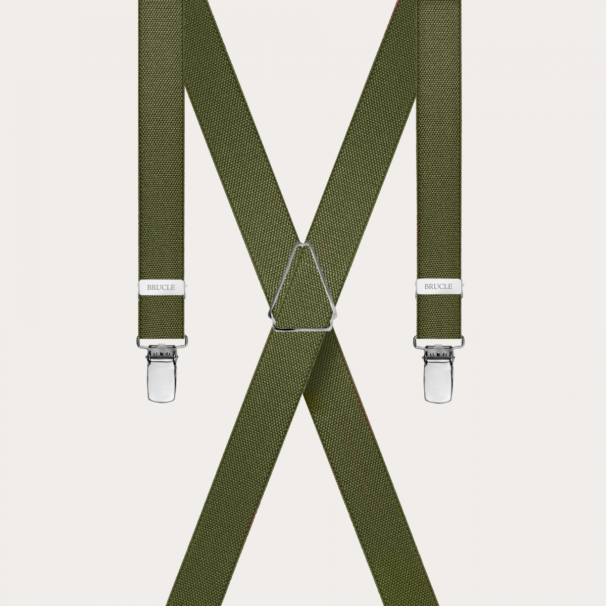 BRUCLE Unisex thin X military green suspenders