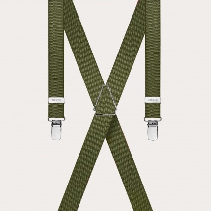 Unisex X-shaped suspenders for children and teenagers, military green