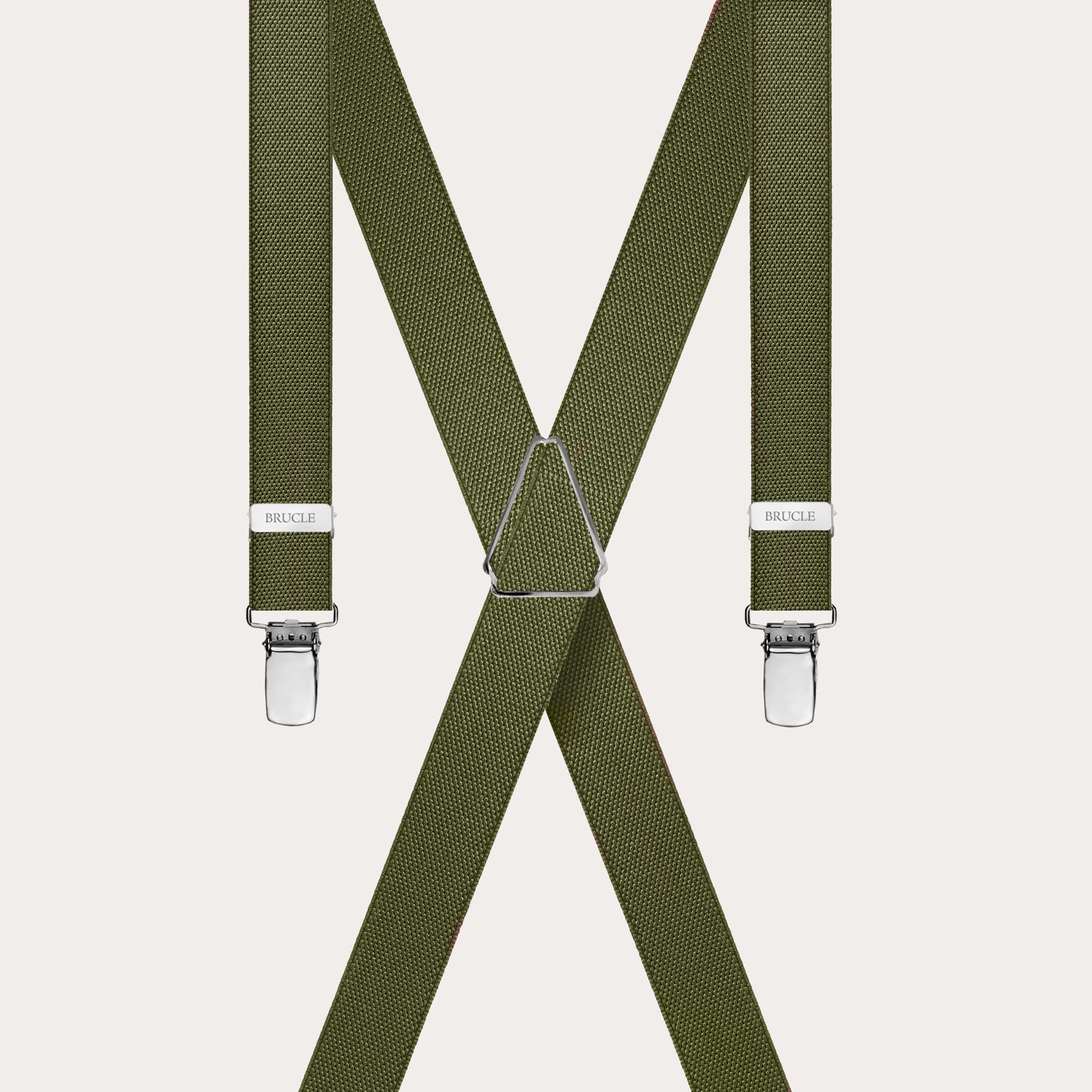 BRUCLE Unisex X-shaped suspenders for children and teenagers, military green