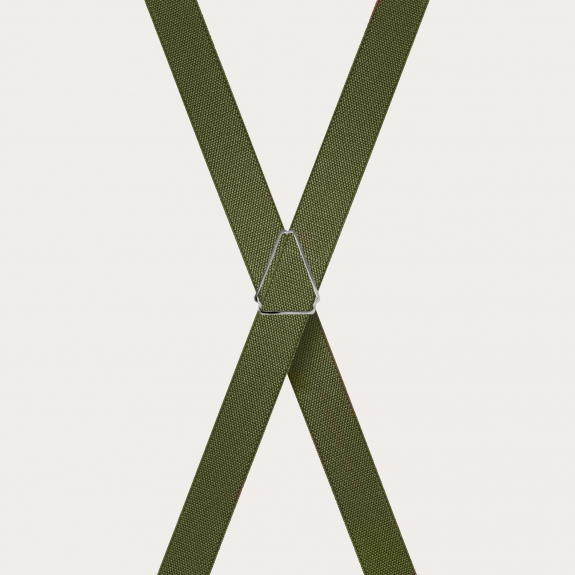 BRUCLE Bretelles unisexes en X pour enfants et ados, vert militaire