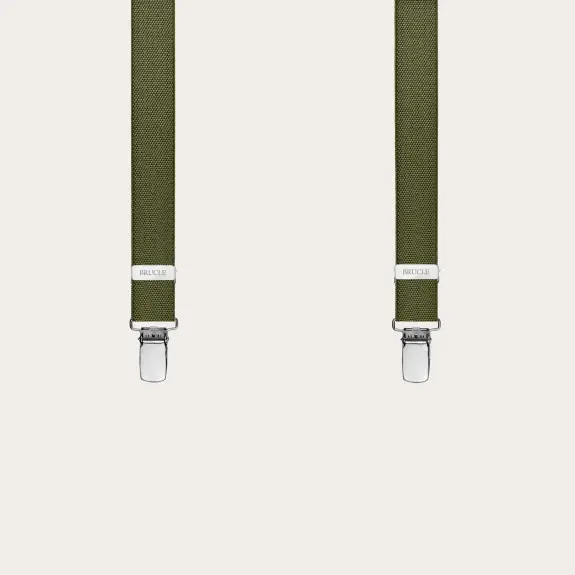 BRUCLE Unisex dünne Hosenträger in Y-Form, militärgrün
