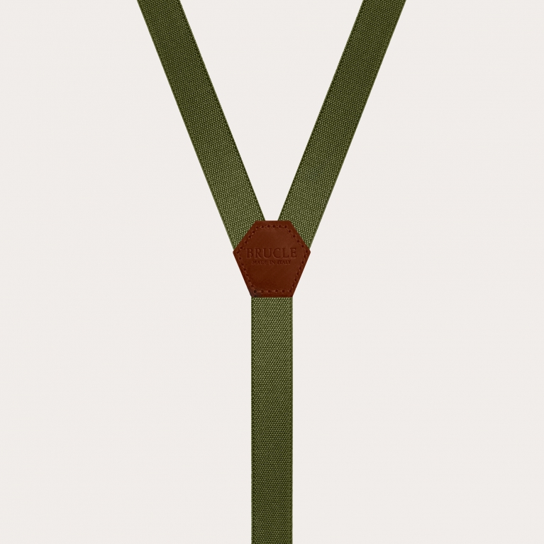 Unisex thin Y-shaped suspenders, military green