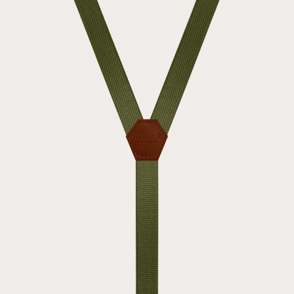Unisex thin Y-shaped suspenders, military green