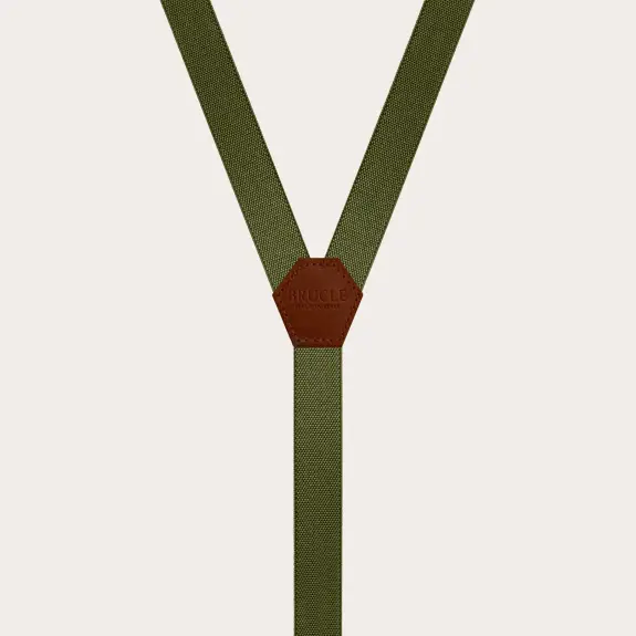 BRUCLE Unisex dünne Hosenträger in Y-Form, militärgrün