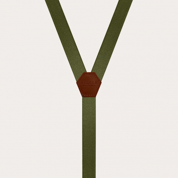 BRUCLE Unisex thin Y-shaped suspenders, military green