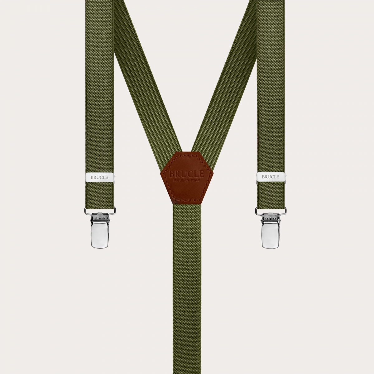 BRUCLE Unisex thin Y-shaped suspenders, military green