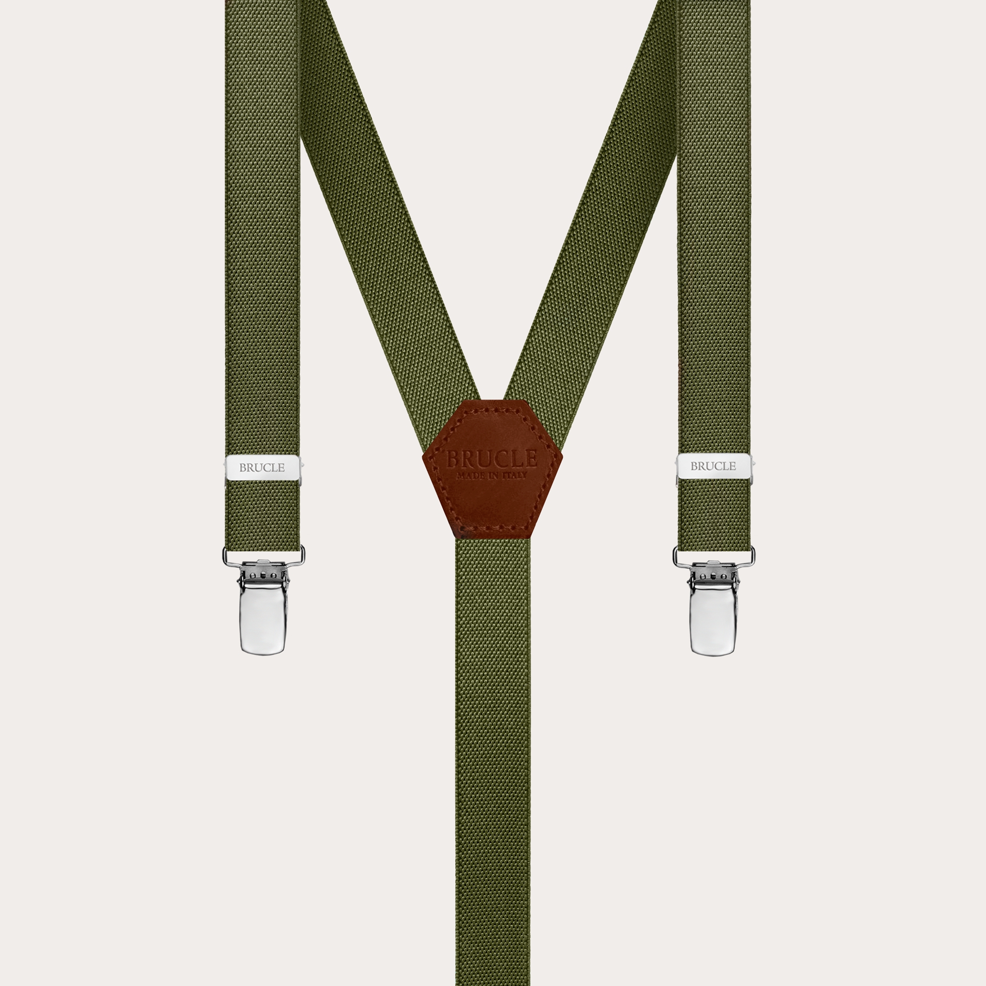 BRUCLE Unisex Y-shaped suspenders for children and teenagers, military green