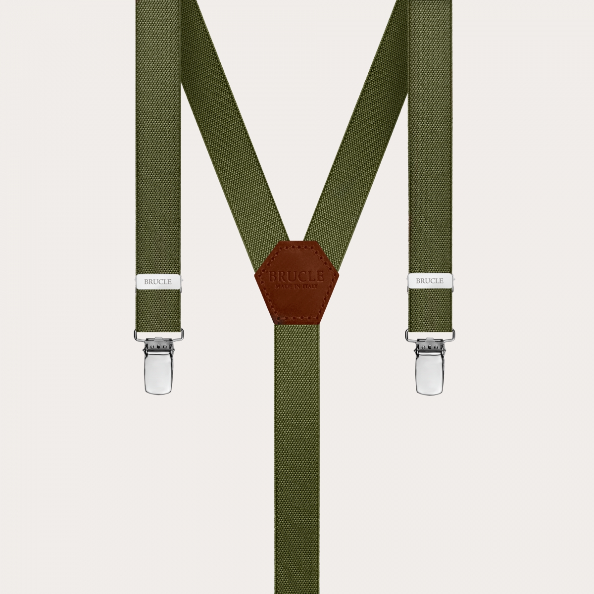BRUCLE Unisex Y-shaped suspenders for children and teenagers, military green