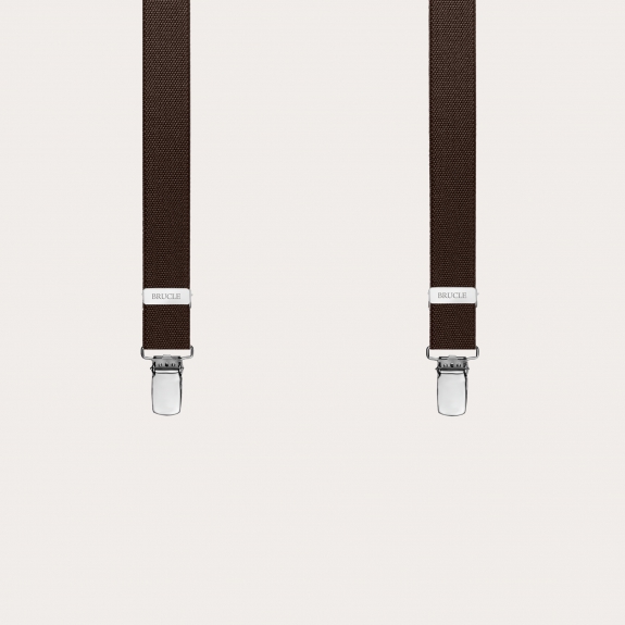 BRUCLE Thin X-shaped unisex suspenders, dark brown