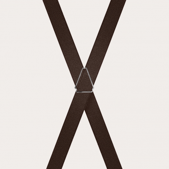 BRUCLE Tirantes finos unisex en forma de X, marrón oscuro