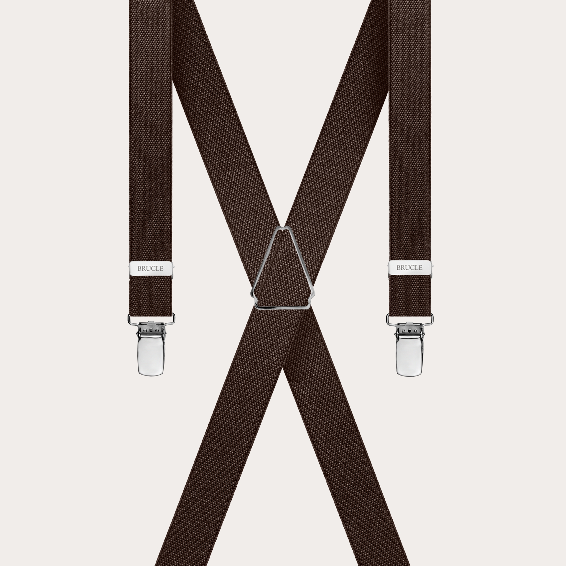 BRUCLE Thin X-shaped unisex suspenders, dark brown