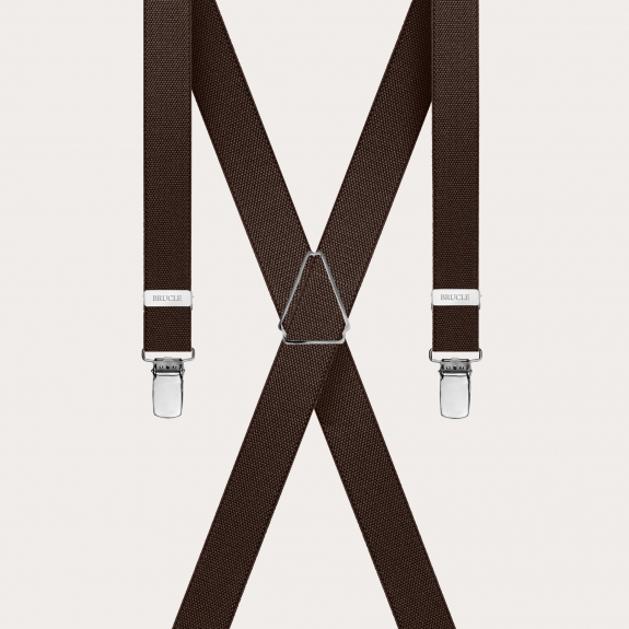 BRUCLE Thin X-shaped unisex suspenders, dark brown