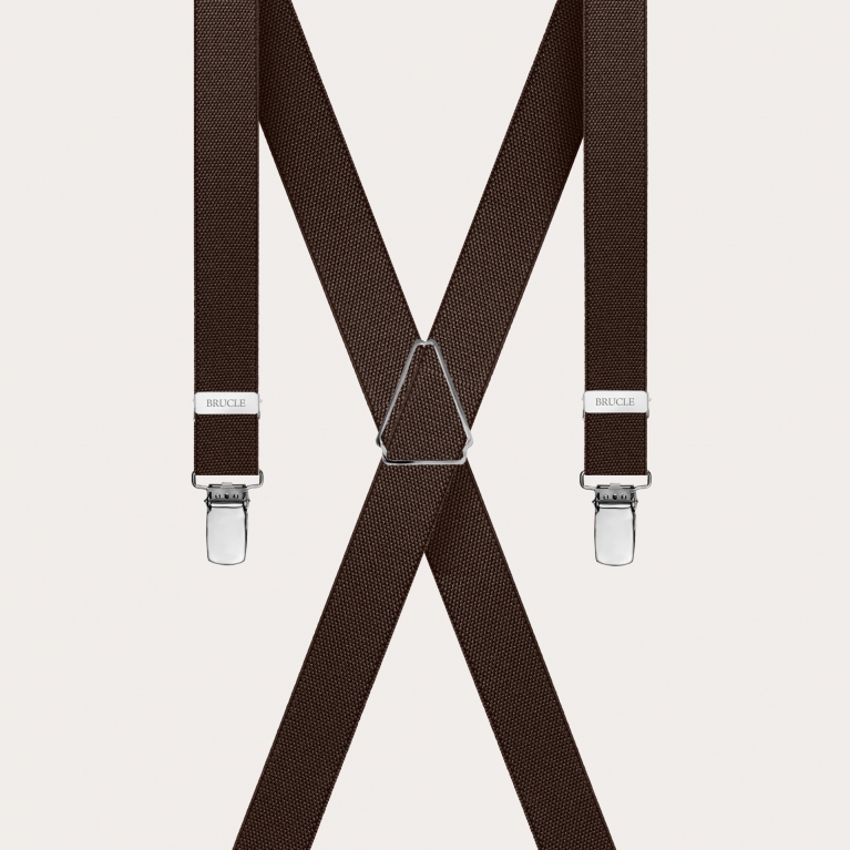 Unisex X-shaped suspenders for children and teenagers, dark brown