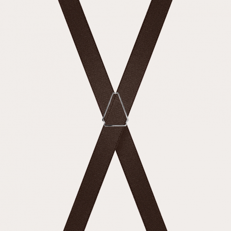 Unisex X-shaped suspenders for children and teenagers, dark brown