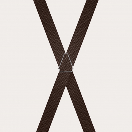 Unisex X-shaped suspenders for children and teenagers, dark brown