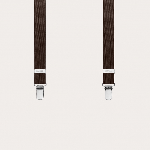 BRUCLE Thin unisex Y-shaped suspenders, dark brown