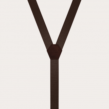 Thin unisex Y-shaped suspenders, dark brown