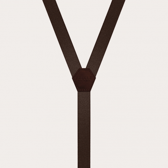 BRUCLE Tirantes finos unisex en forma de Y, marrón oscuro