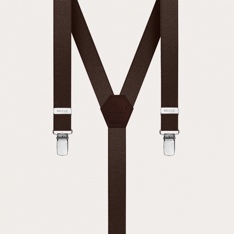 Thin unisex Y-shaped suspenders, dark brown