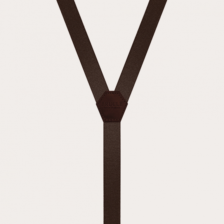 Unisex Y-shaped suspenders for children and teenagers, dark brown