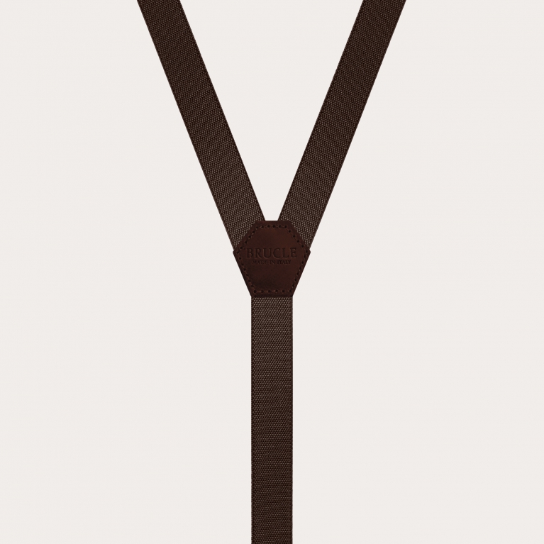 Unisex Y-shaped suspenders for children and teenagers, dark brown