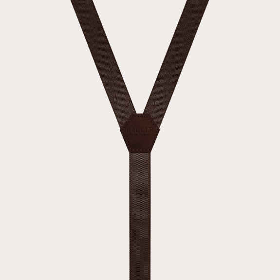 BRUCLE Unisex Y-shaped suspenders for children and teenagers, dark brown