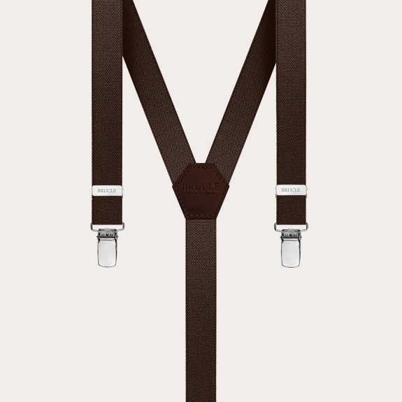 BRUCLE Unisex Y-shaped suspenders for children and teenagers, dark brown