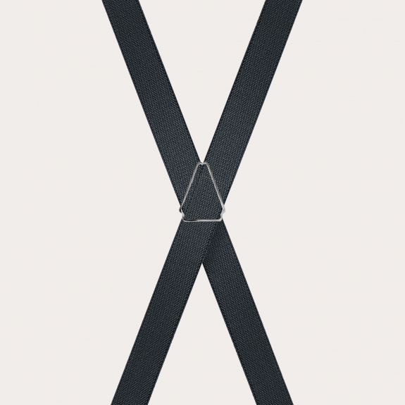 BRUCLE Thin unisex X-shaped suspenders, grey