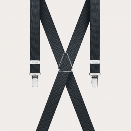 Thin unisex X-shaped suspenders, grey