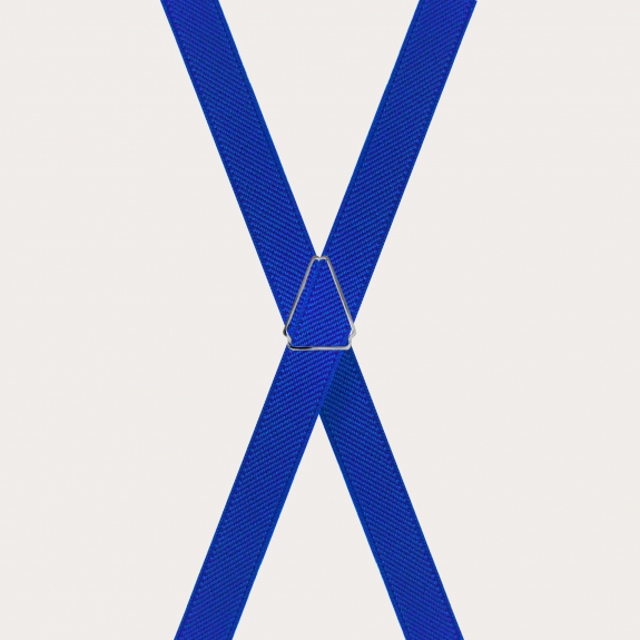 Bretelle unisex sottili a X, blu royal