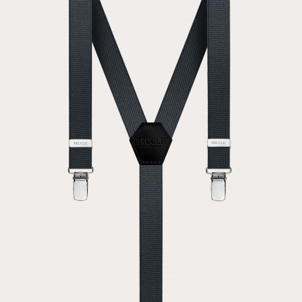 Thin Y suspenders for men and women, grey