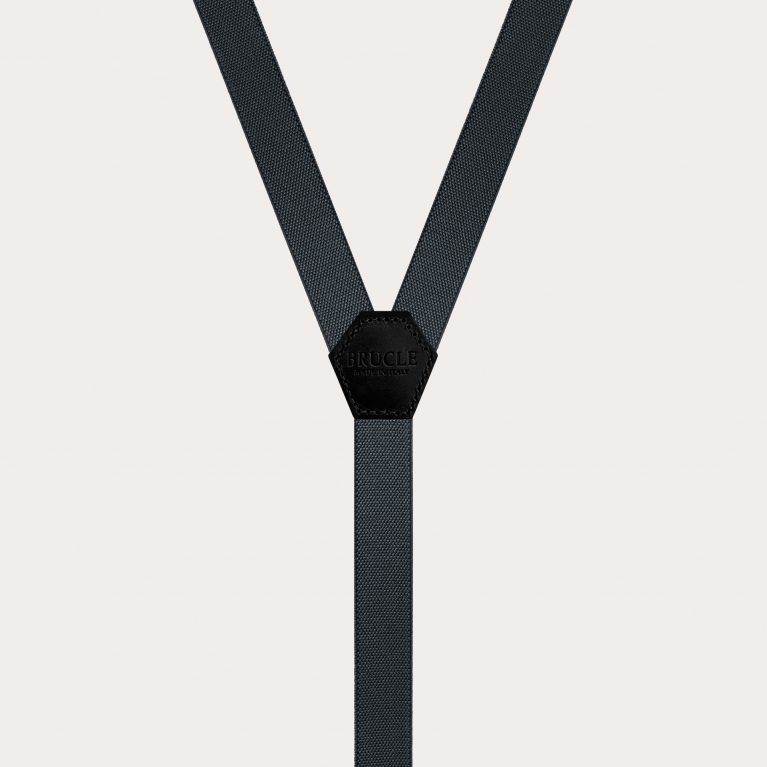 Thin Y suspenders for men and women, grey