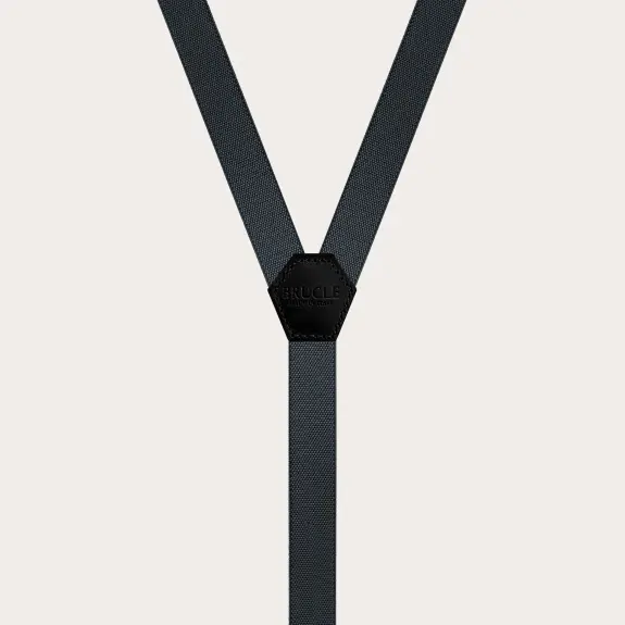 BRUCLE Dünne Y-Hosenträger für Damen und Herren, grau