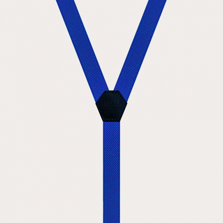Bretelles fines en Y pour hommes et femmes, bleu royal