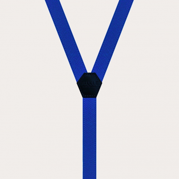 Thin Y suspenders for men and women, blue royal