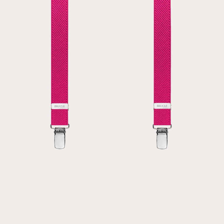 Unisex schmale X-Hosenträger in Fuchsie