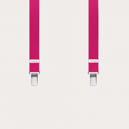 Unisex schmale X-Hosenträger in Fuchsie