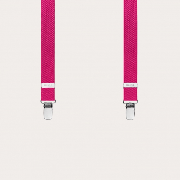 Unisex schmale X-Hosenträger in Fuchsie