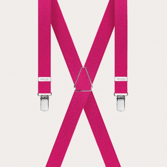 Unisex thin X fuchsia suspenders