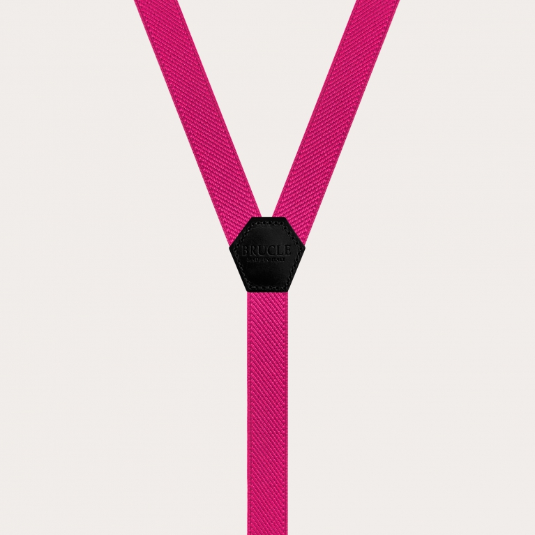 Thin Y suspenders for men and women, fuchsia