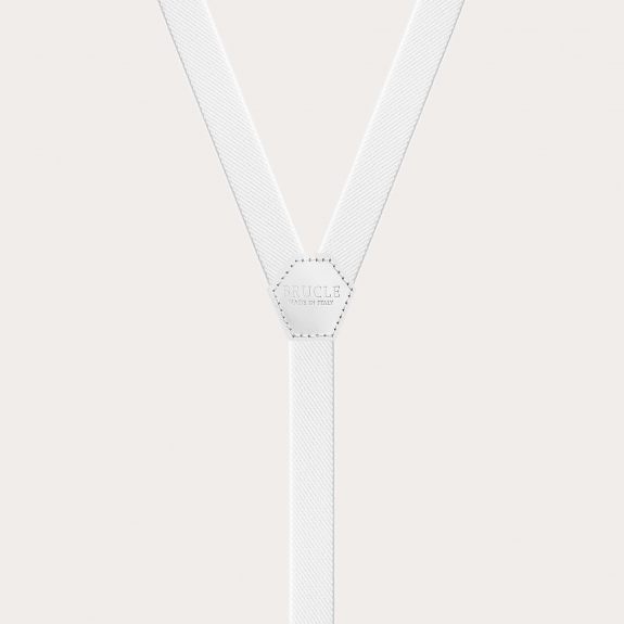 Thin Y suspenders for men and women, white