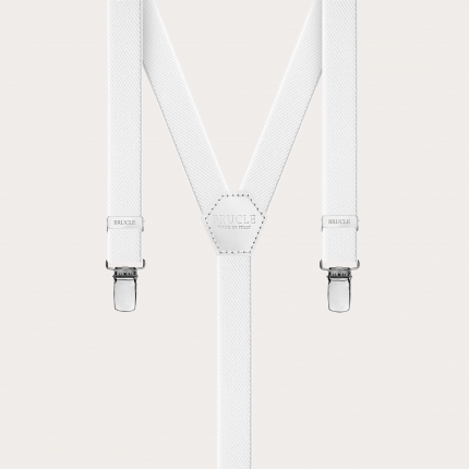 Thin Y suspenders for men and women, white