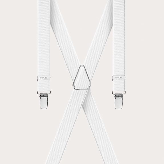 Unisex thin X-form white suspenders