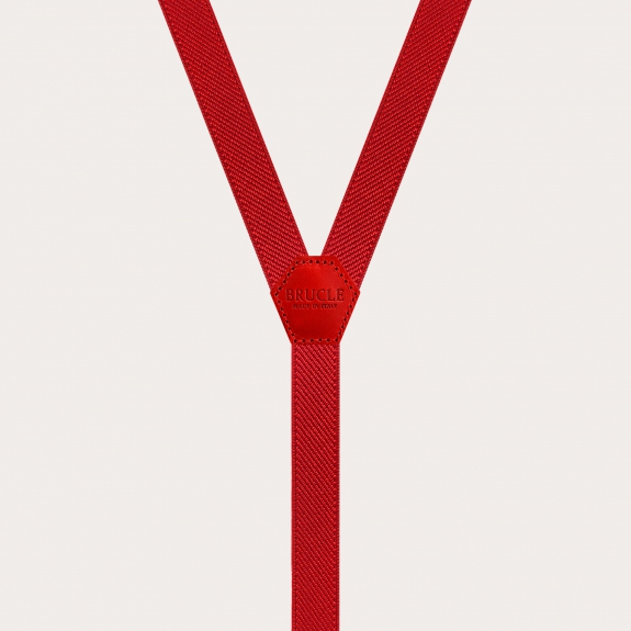 Thin Y suspenders for men and women, red